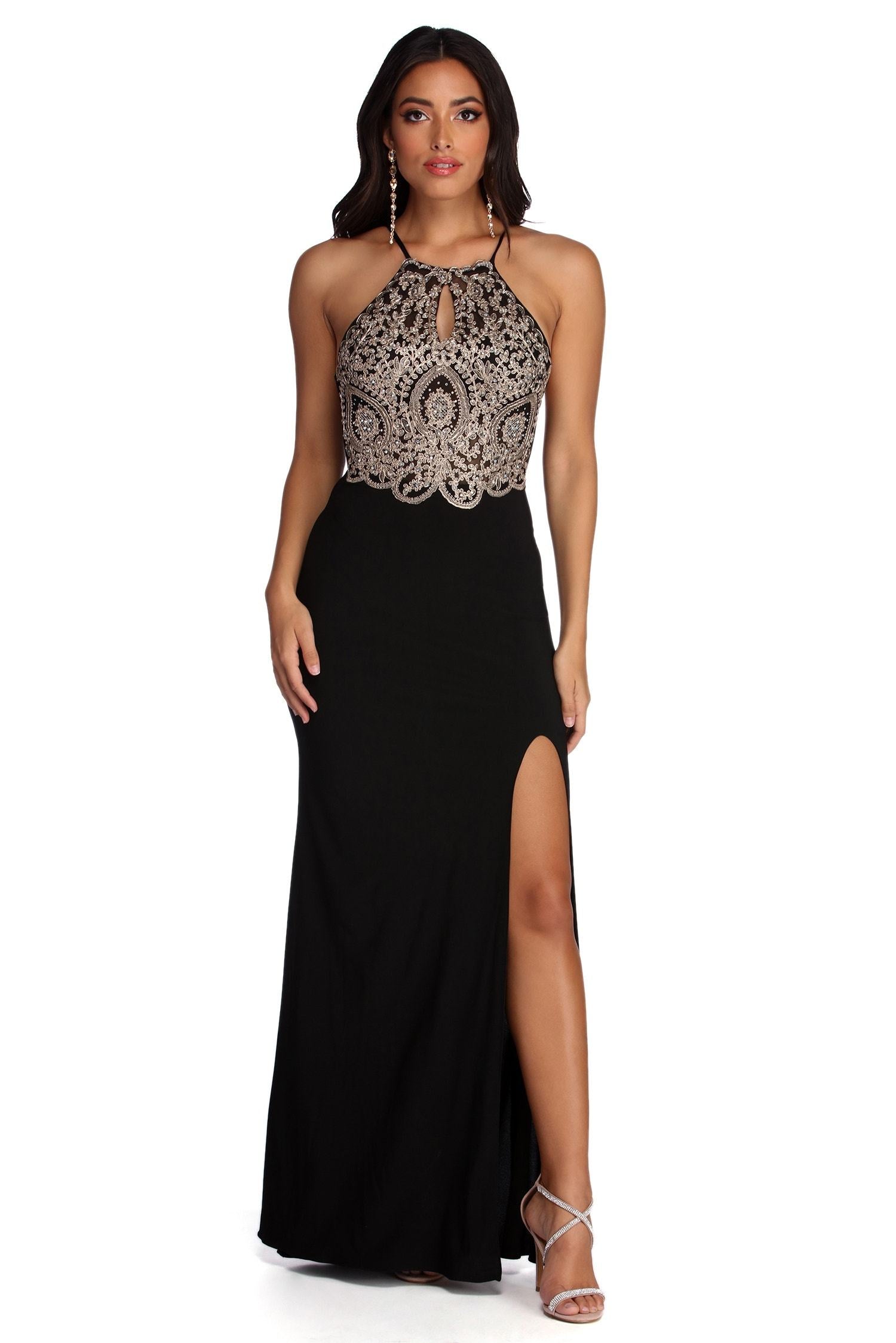 PLACEHOLDER - Alondra Formal Lace Halter Dress