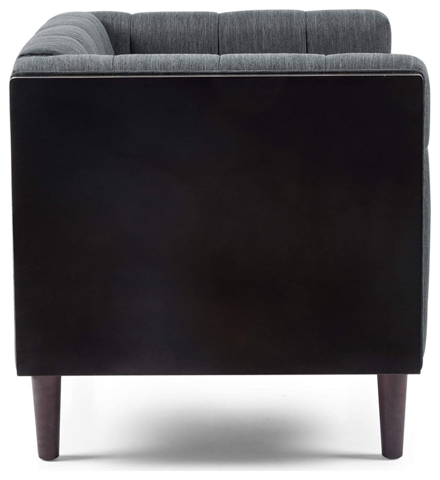 Contemporary Accent Chair  Tapered Legs With Button Tufted Seat  ampBack  Charcoal   Midcentury   Armchairs And Accent Chairs   by Declusia  Houzz