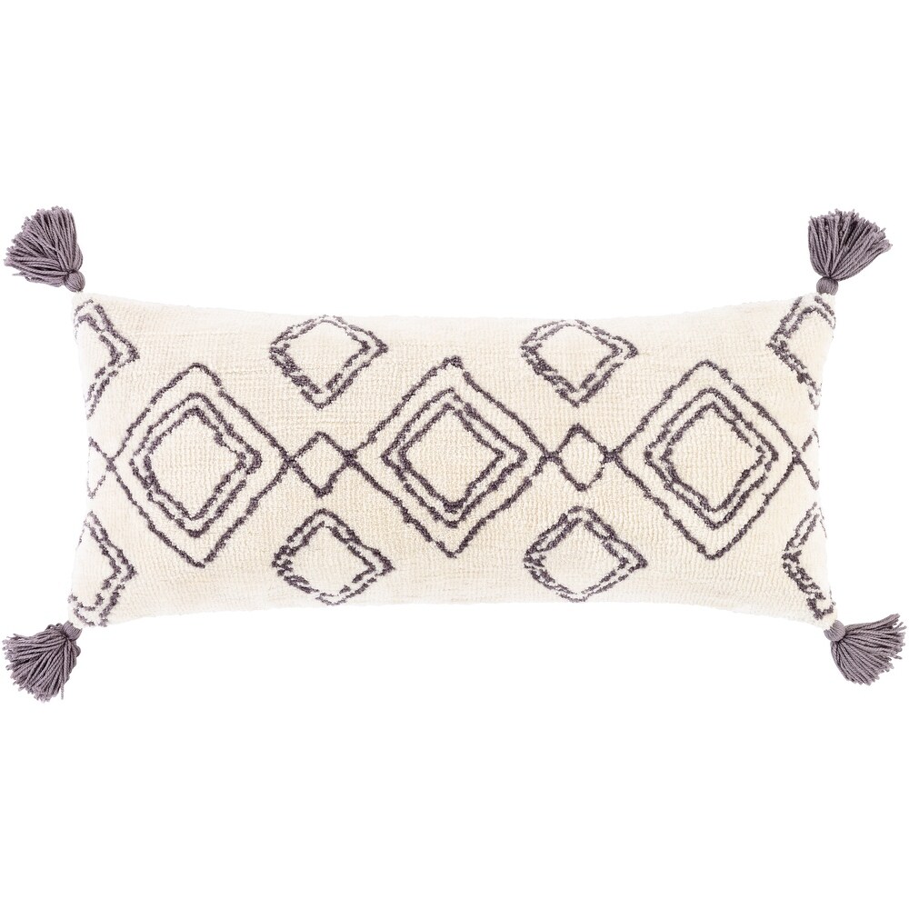 Almohada Cream Bohemian Tassel Throw Pillow or Cover