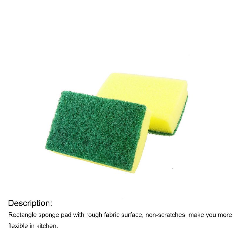 Kitchenware Bowl Dish Cleaning Soft Scrub Sponge Pad Green Yellow