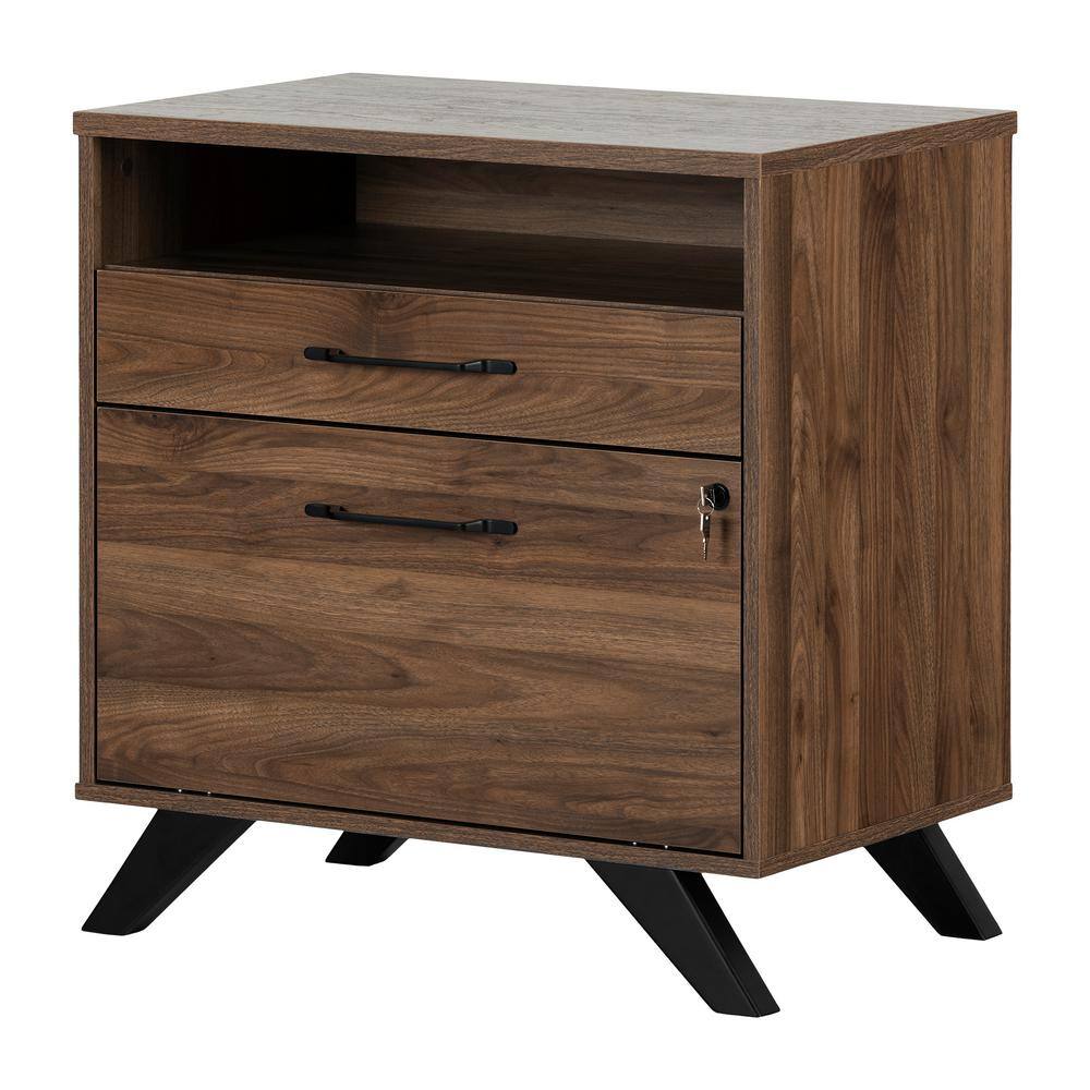 South Shore Helsy Natural Walnut Decorative Lateral File Cabinet with 2-Drawers 13313