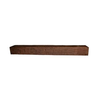 American Pro Decor 6 in. x 8 in. x 5 ft. Walnut Hand Hewn Faux Wood Cap-Shelf Mantel 5APD10938