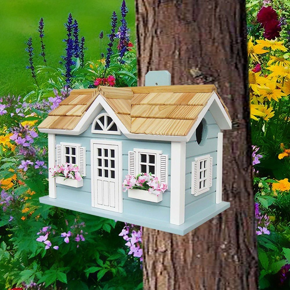 Home Bazaar Nantucket Cottage Birdhouse， Blue