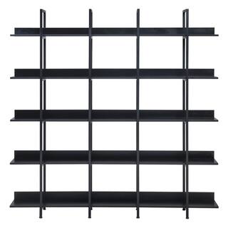 Harper  Bright Designs 70.9 in. H x 70.9 in. W Black Industrial Style 5 Tier Open Bookshelf with Metal Frame FSX005AAB