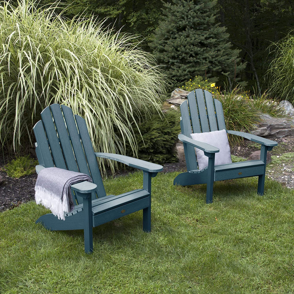 Set of 2 Adirondack Chair  Comfortable Seat With Straight Arms   Contemporary   Adirondack Chairs   by Decor Love  Houzz