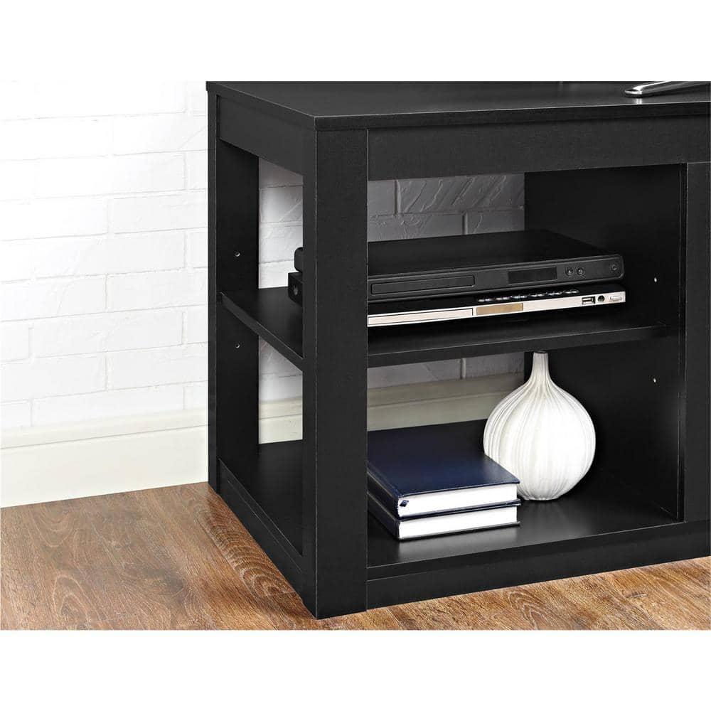 Ameriwood Nelson 65 in Black TV Stand Console with Fireplace