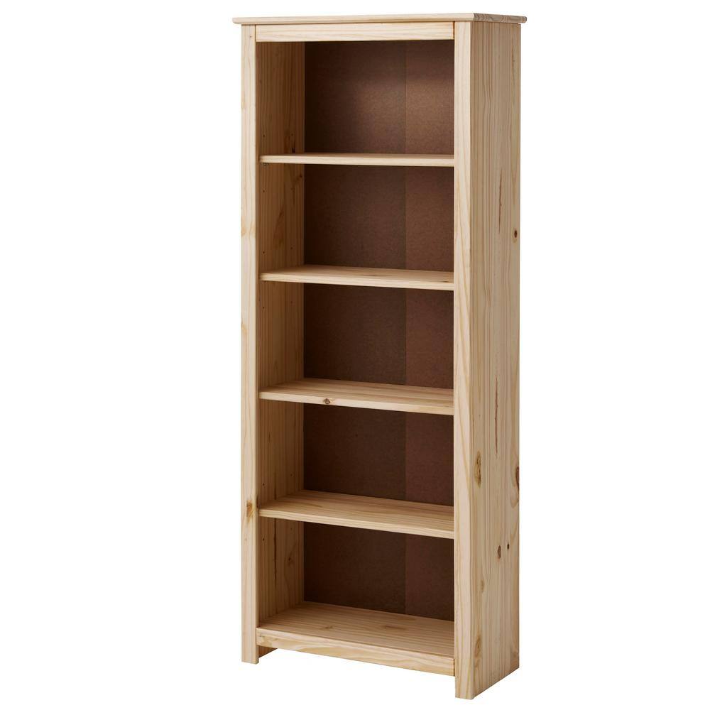 StyleWell 4-Shelf Unfinished Natural Pine Wood Standard Bookcase (58 in. H) 29256