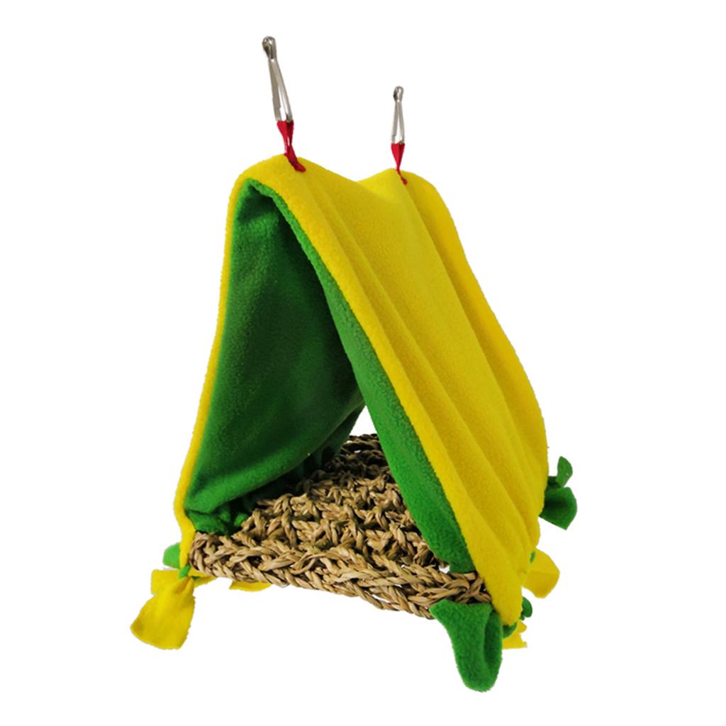 Bird Parrot ing Perch Cage Bed Parakeet Triangle Hammock Hut Accessories Yellow