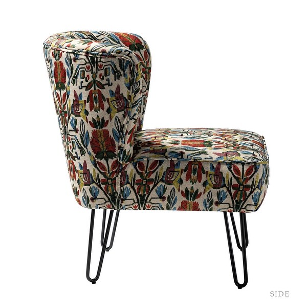 Estebana Contemporary Upholstered Side Chair with Floral Pattern Set of 2 by HULALA HOME