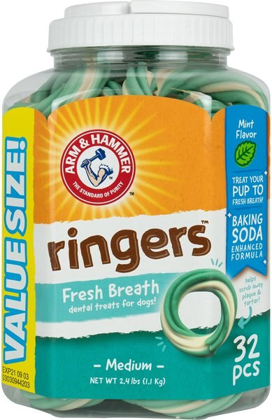 Arm and Hammer Ringers Fresh Breath Medium Mint Flavor Dog Dental Chews