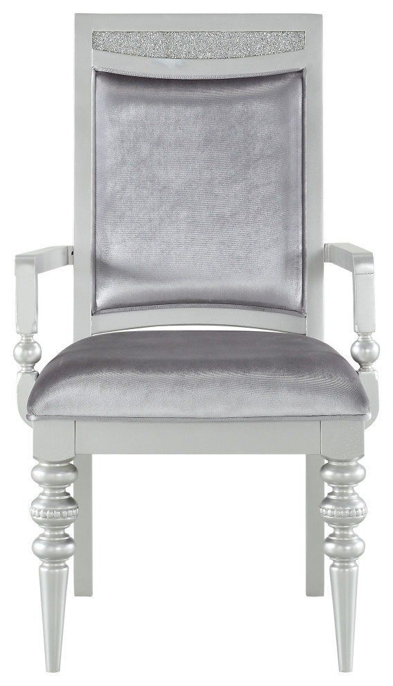 ACME Maverick Arm Chair  Set of 2  Fabric/Platinum   Traditional   Dining Chairs   by HedgeApple  Houzz