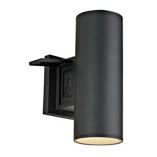 Home Decorators Collection TURRILL Black Matte Outdoor Wall Cylinder Light Up Down 80706