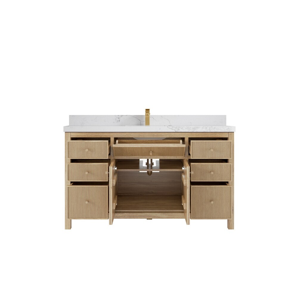 Willow Collections 60 in. W x 22 in. D Sonoma Teak Single Sink Bathroom Vanity with Countertop