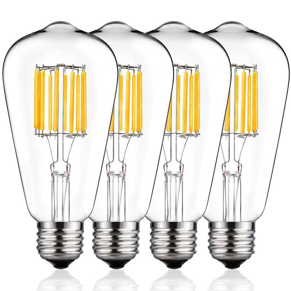 YANSUN 100-Watt Equivalent ST64 Edison LED Light Bulb in Warm White 2700K (4-Pack) H-FB02104W7E26GK-4