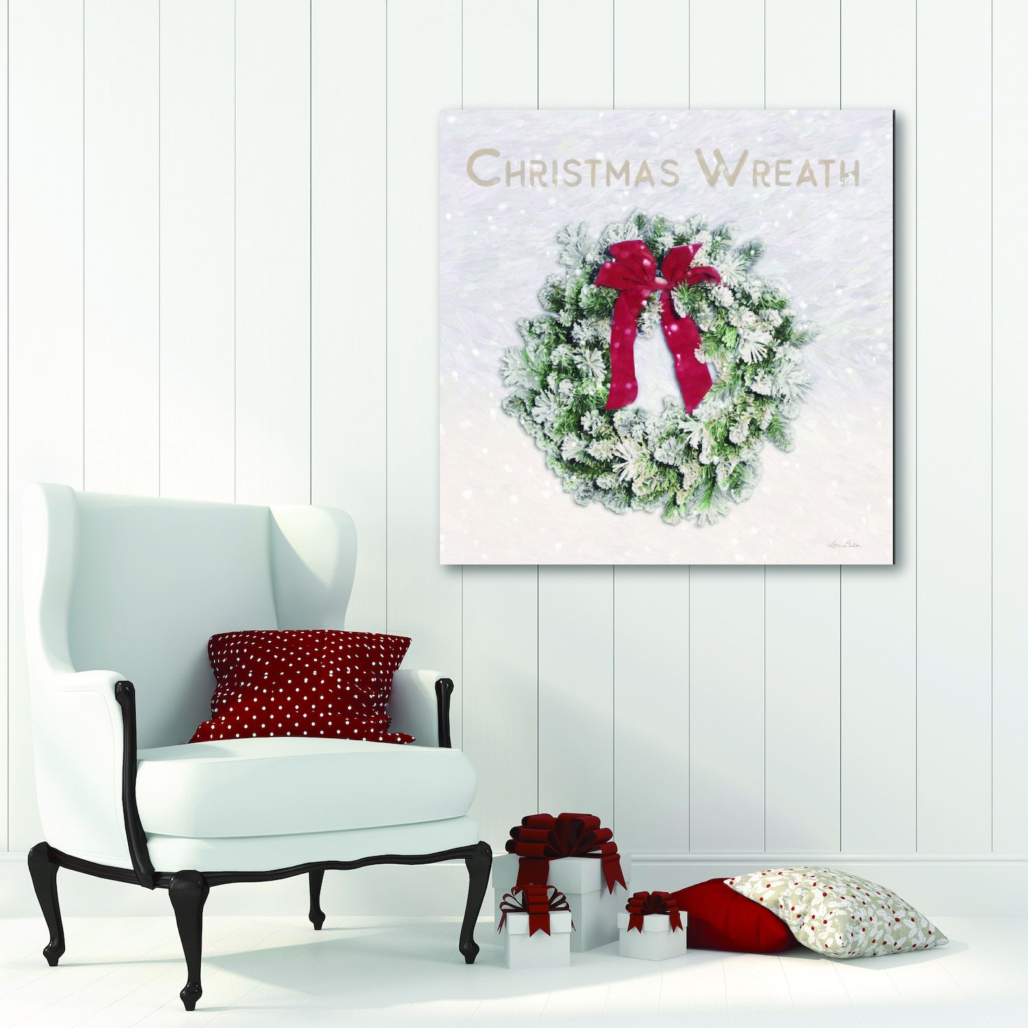 COURTSIDE MARKET Christmas Wreath Canvas Wall Art