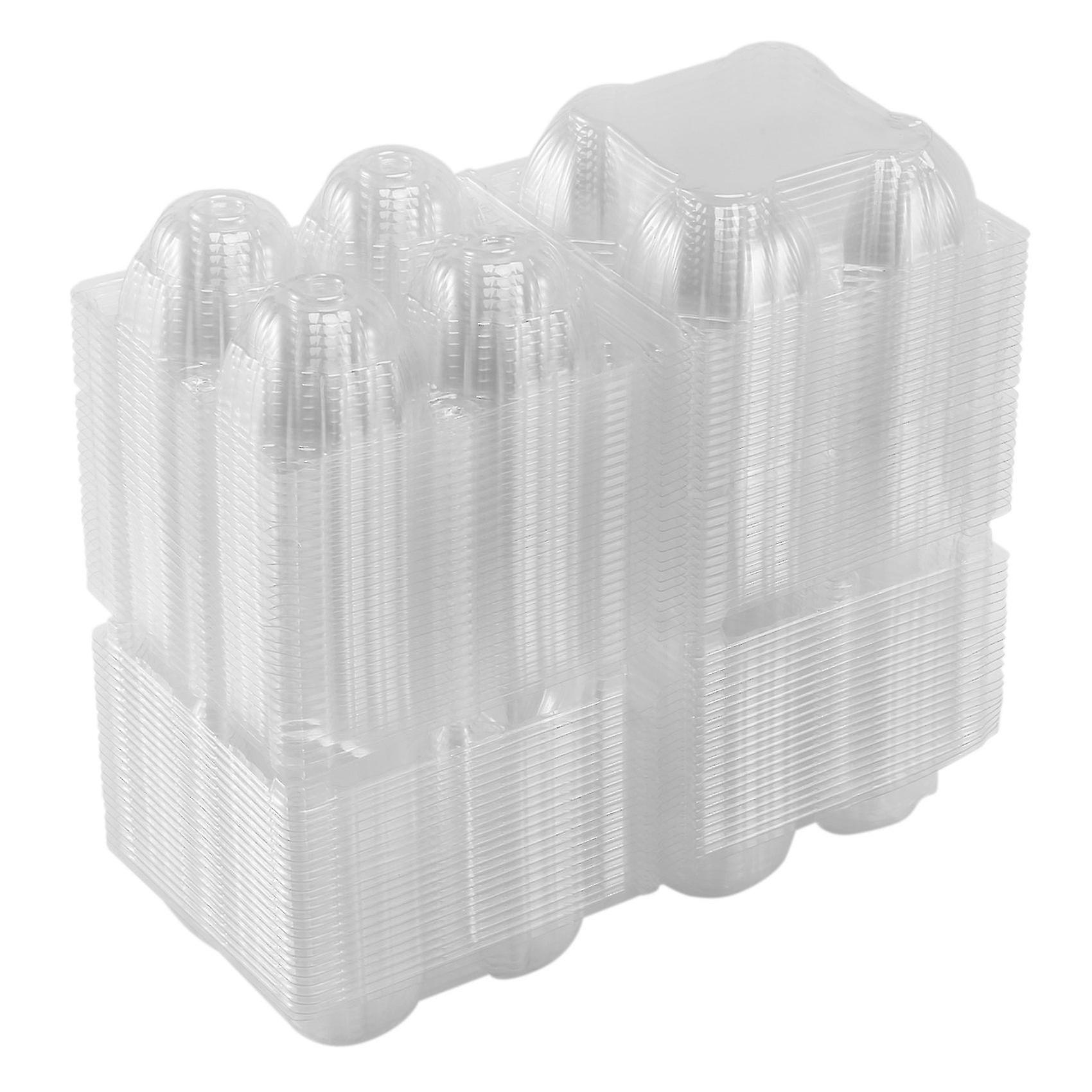 50pcs Plastic Egg Cartons Bulk Clear Chicken Egg Tray Holder For Family Pasture Chicken Farm Business Market- 4 Grids