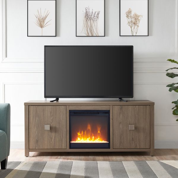 Juniper Rectangular TV Stand with Crystal Fireplace for TV's up to 65