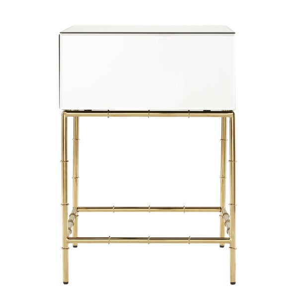 Wade Mirrored Accent Table with Gold Finish Base by iNSPIRE Q Bold