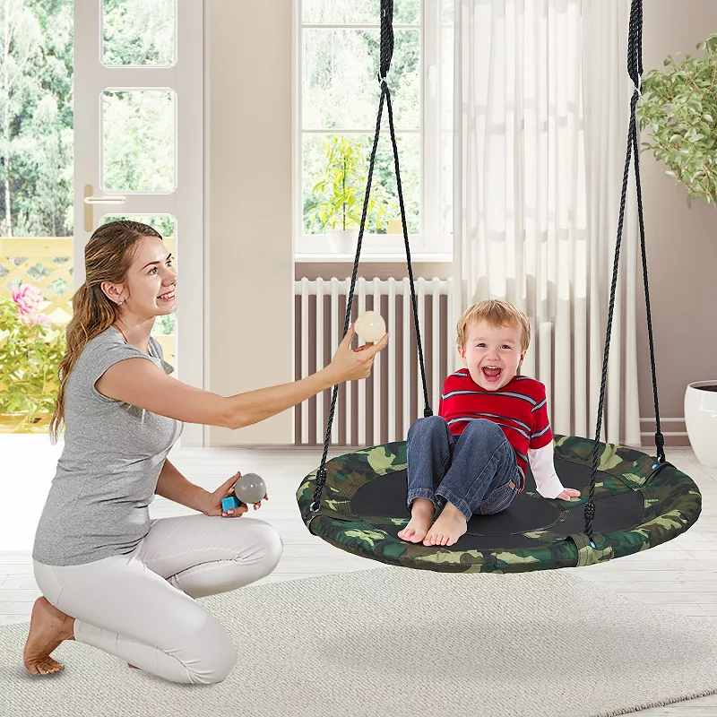 40 Inch Flying Saucer Tree Swing Outdoor Play Set with Adjustable Ropes Gift for Kids