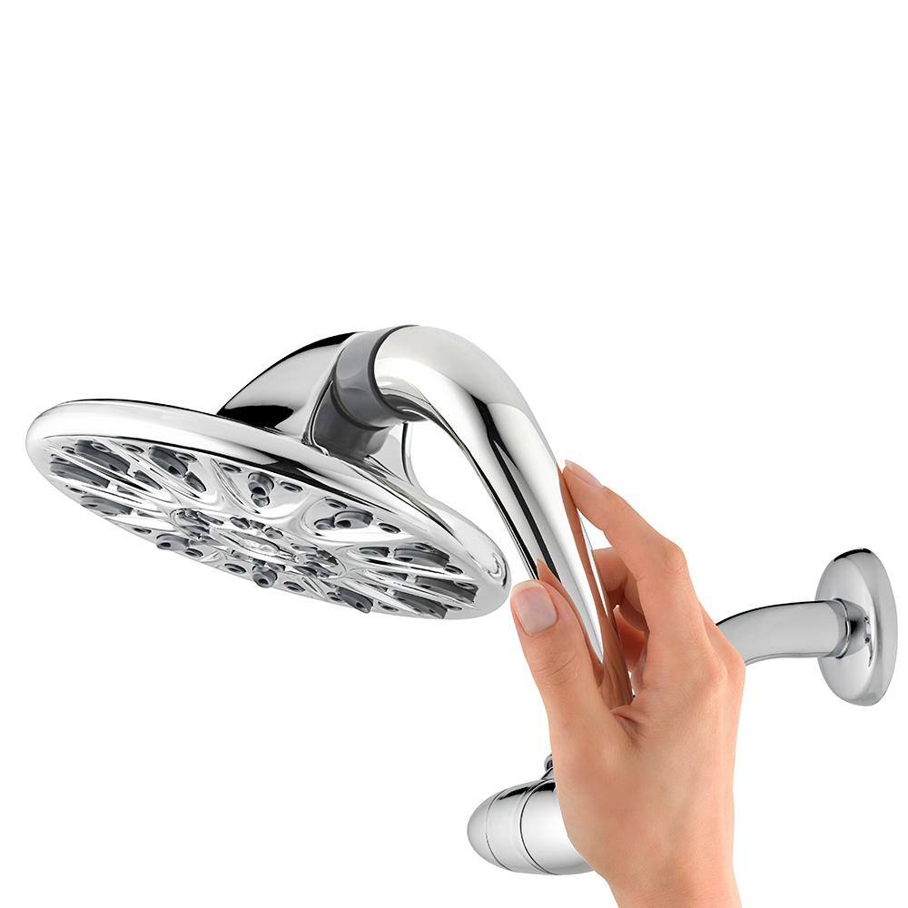 Waterpik 6-Spray 7 in. Single Wall Mount 1.8 GPM Fixed Rain Shower Head in Chrome ASW-673E