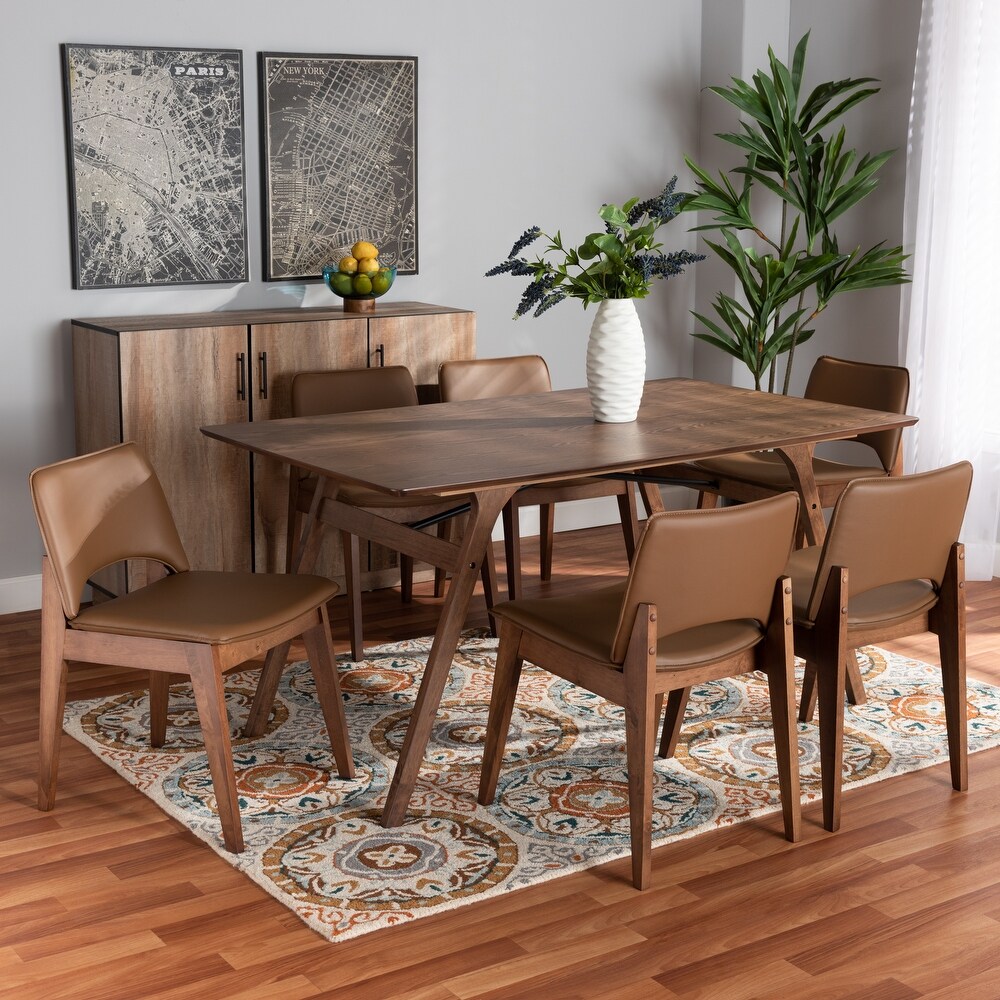 Afton Mid Century Modern 7 Piece Dining Set