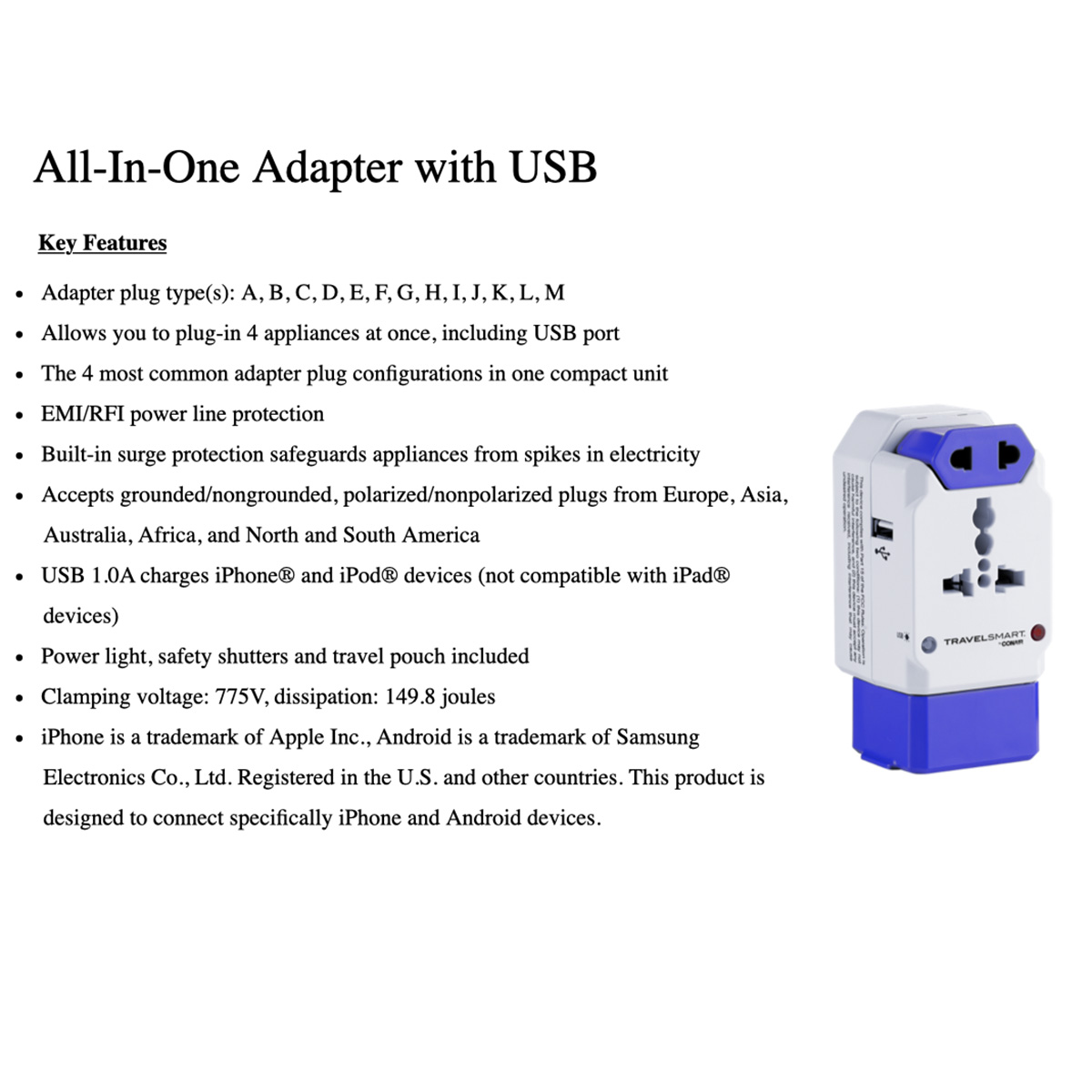 2Outlet Converter amp Adapter Set with USB