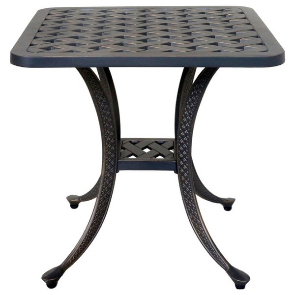 21 Inch Outdoor Patio Square Metal End Table， Bronze