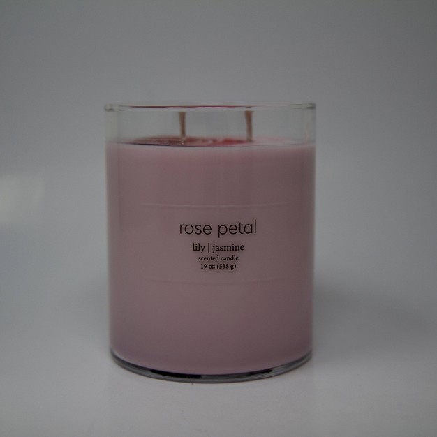 19oz Glass Jar 2 wick Rose Petal Candle