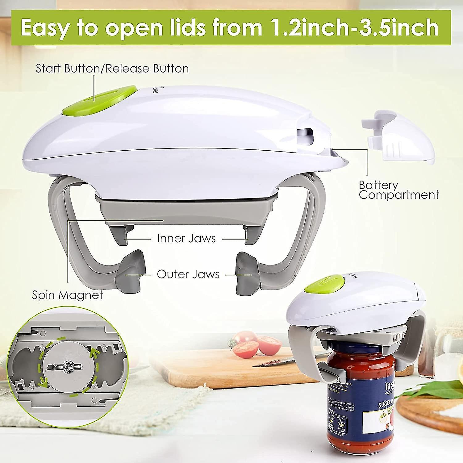 Electric Jar Opener - Strong And Sturdy Kitchen Gadget For Sealing Jars - Hands Free Automatic Jar