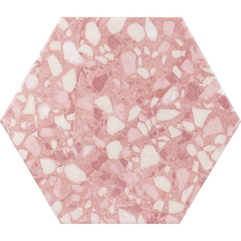 Industry Tile 9x10 Hexagon Terrazzo Pink Porcelain Tile (16 pc  8.08 sq ft per case)