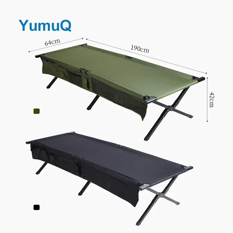 YumuQ Adjustable Height Ultralight Folding Single Sleeping Cot  Aluminum Folding Camping Travel Bed