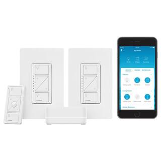 Lutron Caseta Smart Lighting Starter Kit with Smart Hub Pico Remote and 2 Dimmer Switches White (CASETA-2DIMMER-BNDL) CASETA-2DIMMER-BNDL