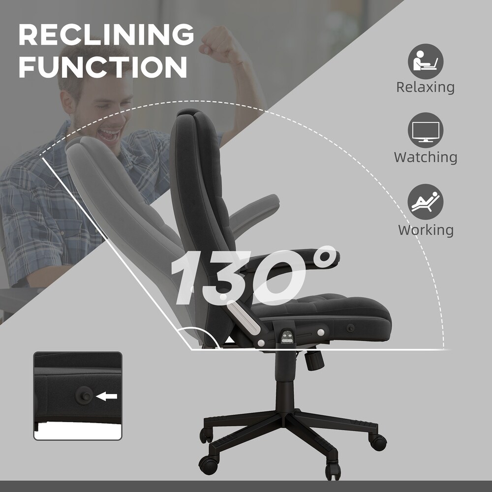 HOMCOM 6 Point Vibrating Massage Office Chair with Heat  Velvet High Back Executive Office Chair with Reclining Backrest