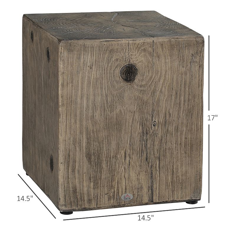 HOMCOM Decorative Side Table with Square Tabletop， Rustic End Table with Wood Grain Finish， for Indoors and Outdoors， Grey