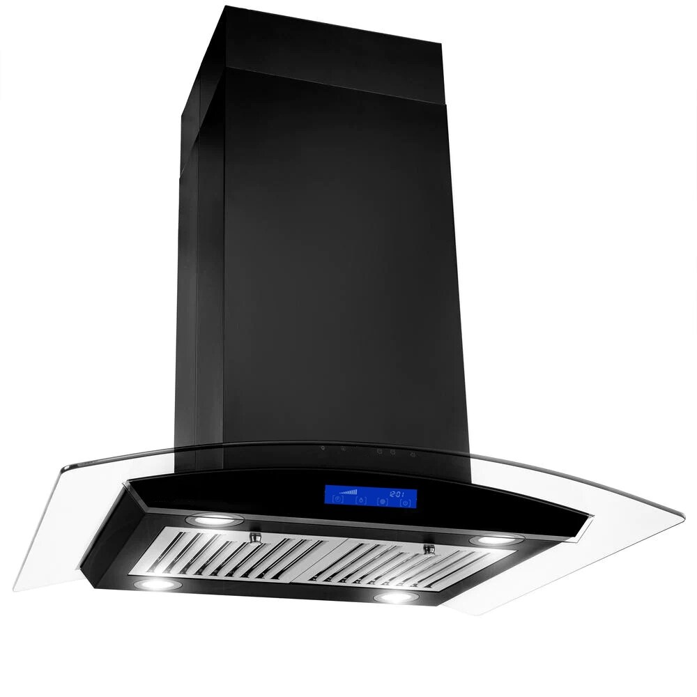 30 in. 700 CFM Ducted Wall Mounted Range Hood in Black with 4 LED Lights