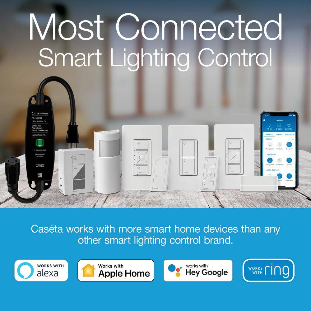 Lutron Caseta Smart Lighting Dimmer Switch Starter Kit with Smart Hub (P-BDG-PKG1W) P-BDG-PKG1W