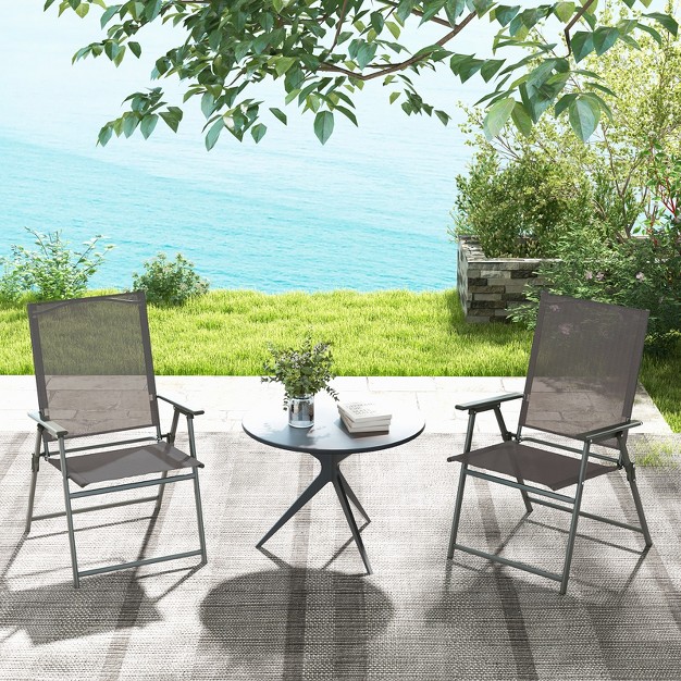 Tangkula 4pcs Patio Portable Metal Folding Chairs Dining Chair Set Poolside Garden