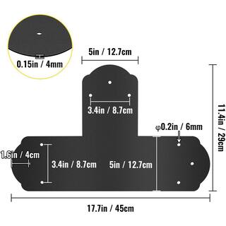 VEVOR 8-Pieces Post to Beam T Bracket 6 in. x 6 in. T Mending Plate Connector 16 Gauge Steel with Screws for Wood Furniture TZLJJ6X68PCSTBW8SV0