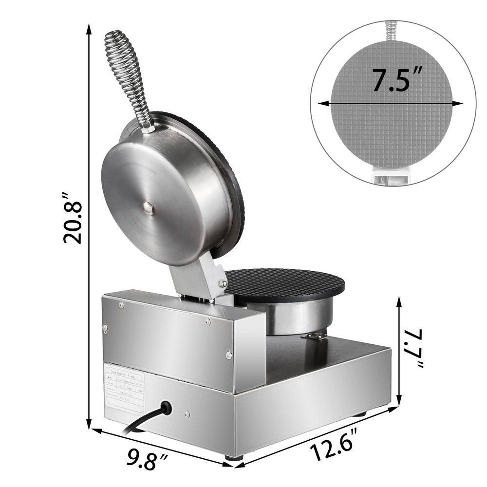 VEVOR Commercial Ice Cream Cone Machine 110V Electric Waffle Makers 1200W Stainless Steel Egg Cone Baker XST-2DTJ000000001V1