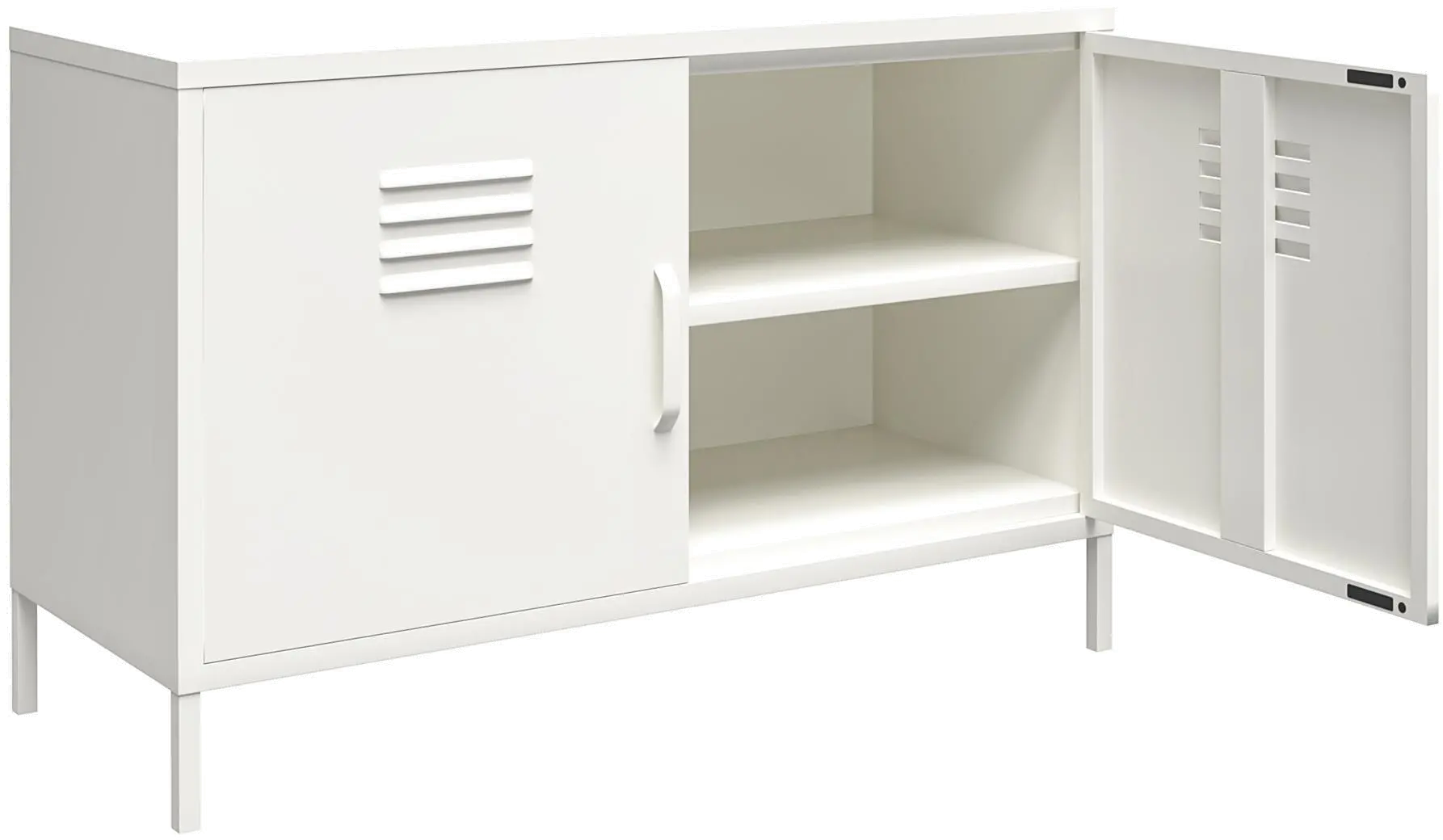 Mission White 2 Door Metal Locker Accent Cabinet