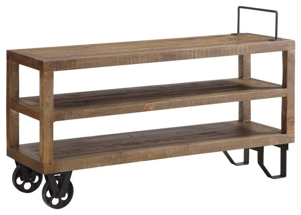 Crafters and Weavers Harding Reclaimed Wood Industrial Cart Console Table   Industrial   Console Tables   by Crafters and Weavers  Houzz