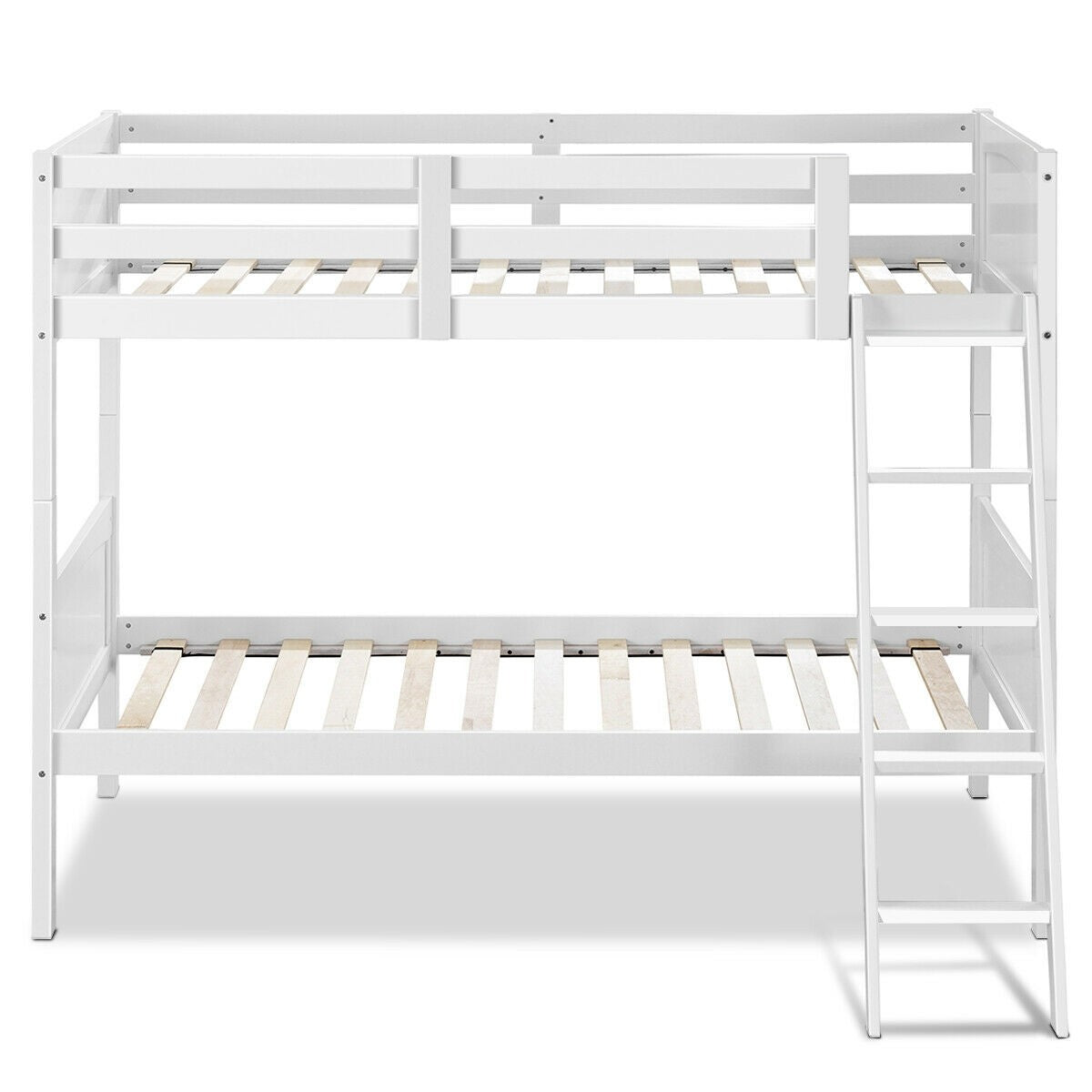 Costzon Wooden Twin Over Twin Bunk Beds Convertible 2 Individual Twin Beds for Kids Children