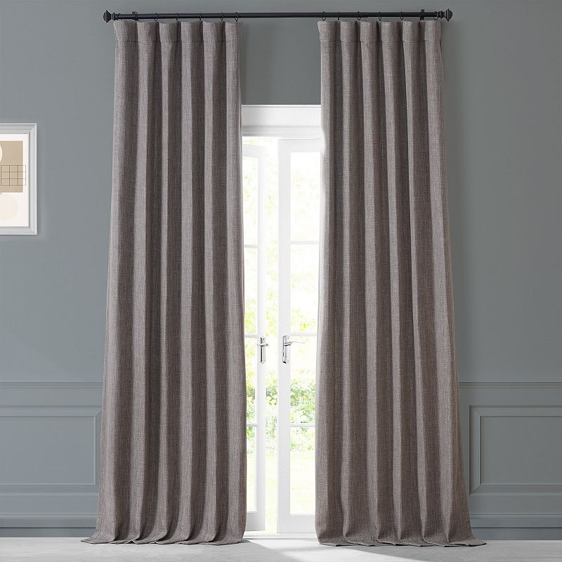 EFF Monochromatic Faux Linen Room Darkening 2-pack Window Curtain Set