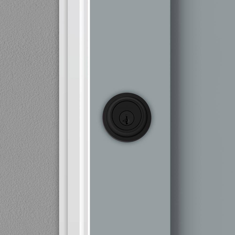 Kwikset Round Matte Black Single Cylinder Deadbolt Featuring SmartKey Security 660RDT 514 SMT