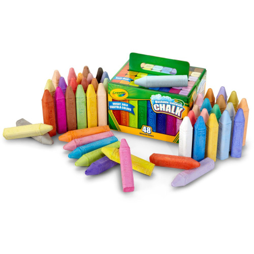 Crayola Washable Sidewalk Chalk， 48 Assorted Bright Colors， 48 Sticks/Set (512048)