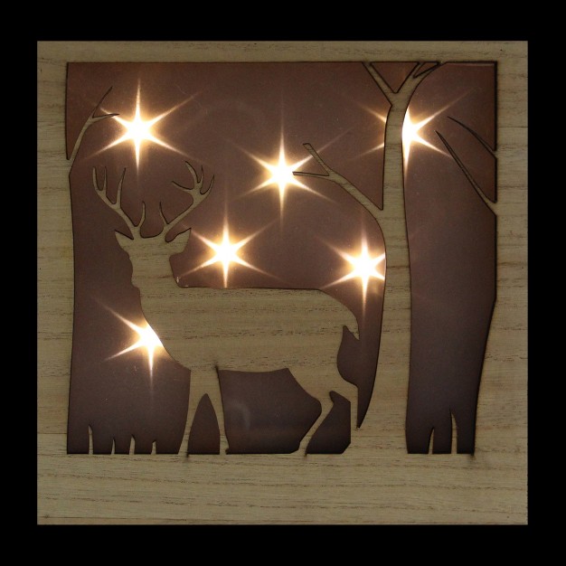 Led Lighted Male Deer With Antlers Stars Lighted Christmas Wooden Box