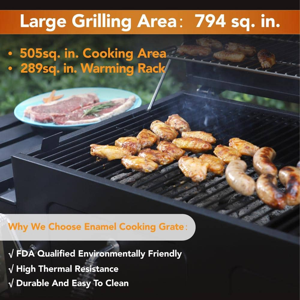 PHI VILLA Heavy-duty Outdoor Barrel Charcoal Grill in Black THD-E02GR005