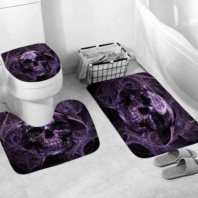 Smokey Purple Skull Print Mat Set