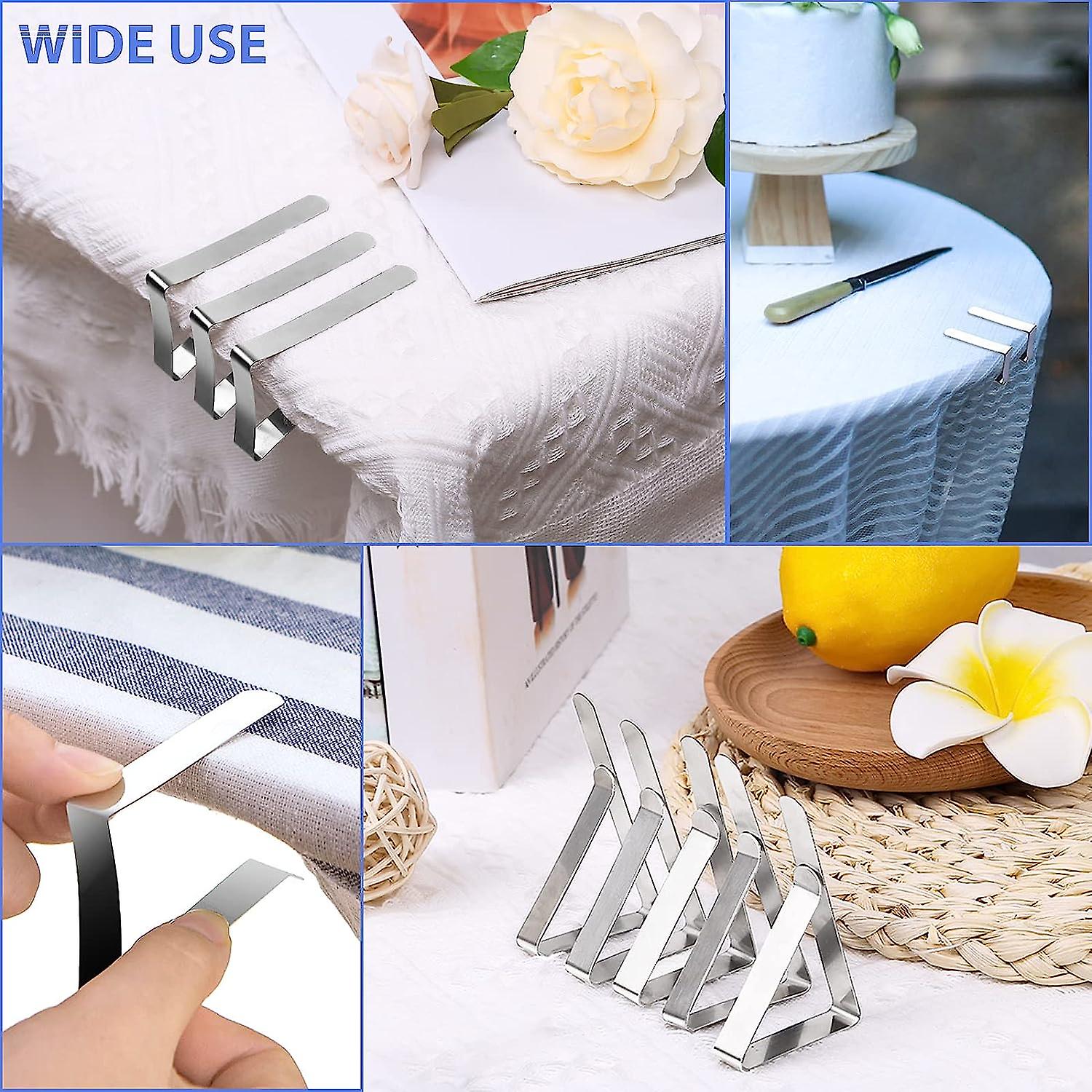 24 Piece Tablecloth Clips， Stainless Steel Table Cover Clips For Indoor And Outdoor Use， Adjustable Tablecloth Clips， Picnics， Weddings， Barbecues， Di