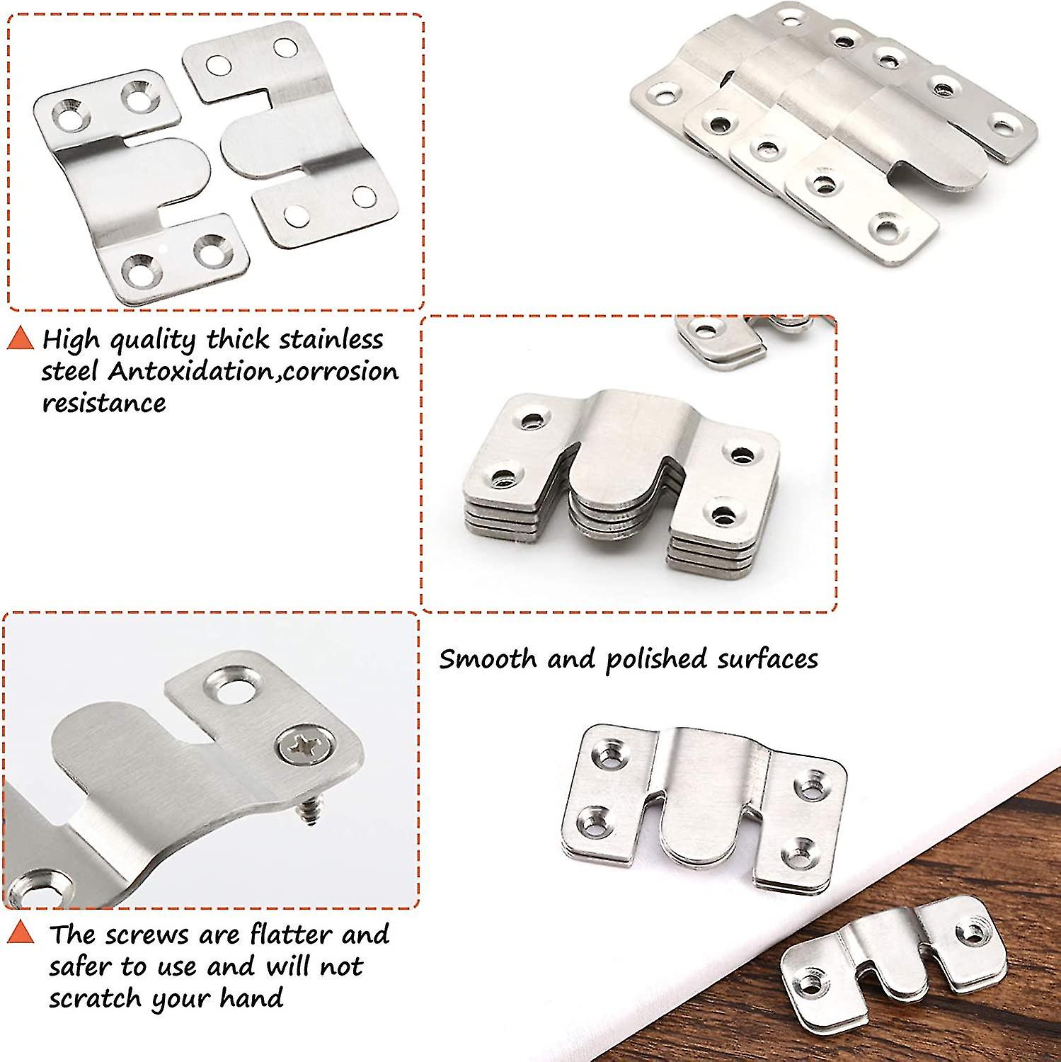 Flush Mount Brackets， Headboard Wall Fixing Brackets Wall Mount Interlocking Z Clip Hook Hardware For Furniture Connecting， Pictures Mirrors Fra